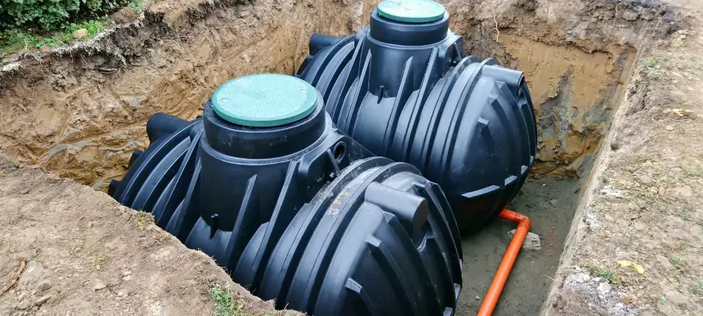 Two septic tanks installed